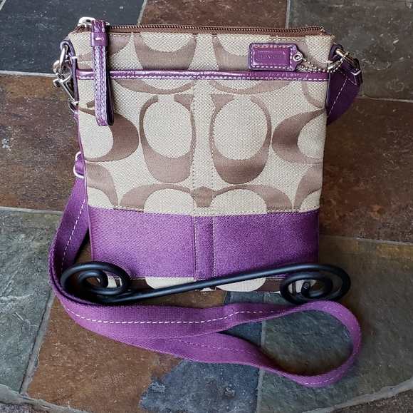 purple signature coach purse